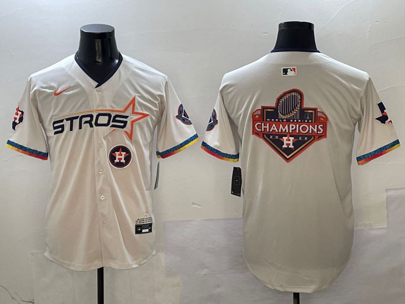 Men Houston Astros Blank Cream Fourth generation Joint Name 2025 Nike MLB Jersey style 41413->detroit tigers->MLB Jersey